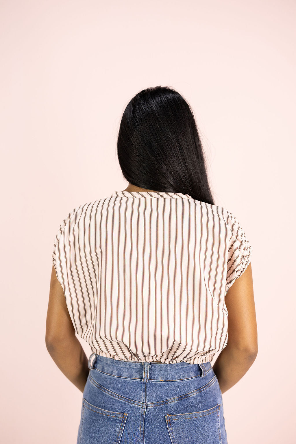 Pink/Brown Stripe Sinch Top