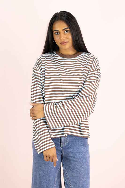 Striped Long Sleeve Top Blue