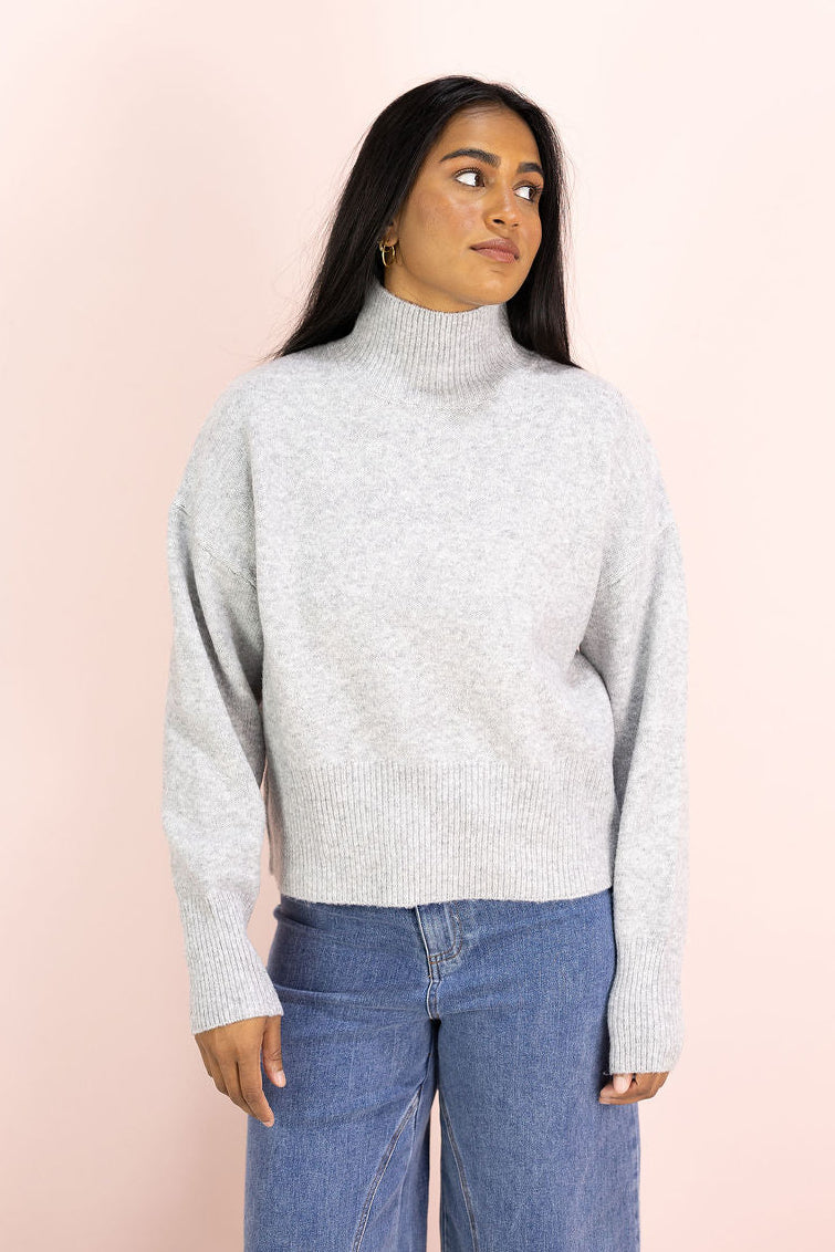 Turtleneck Drop Shoulder Sweater Grey