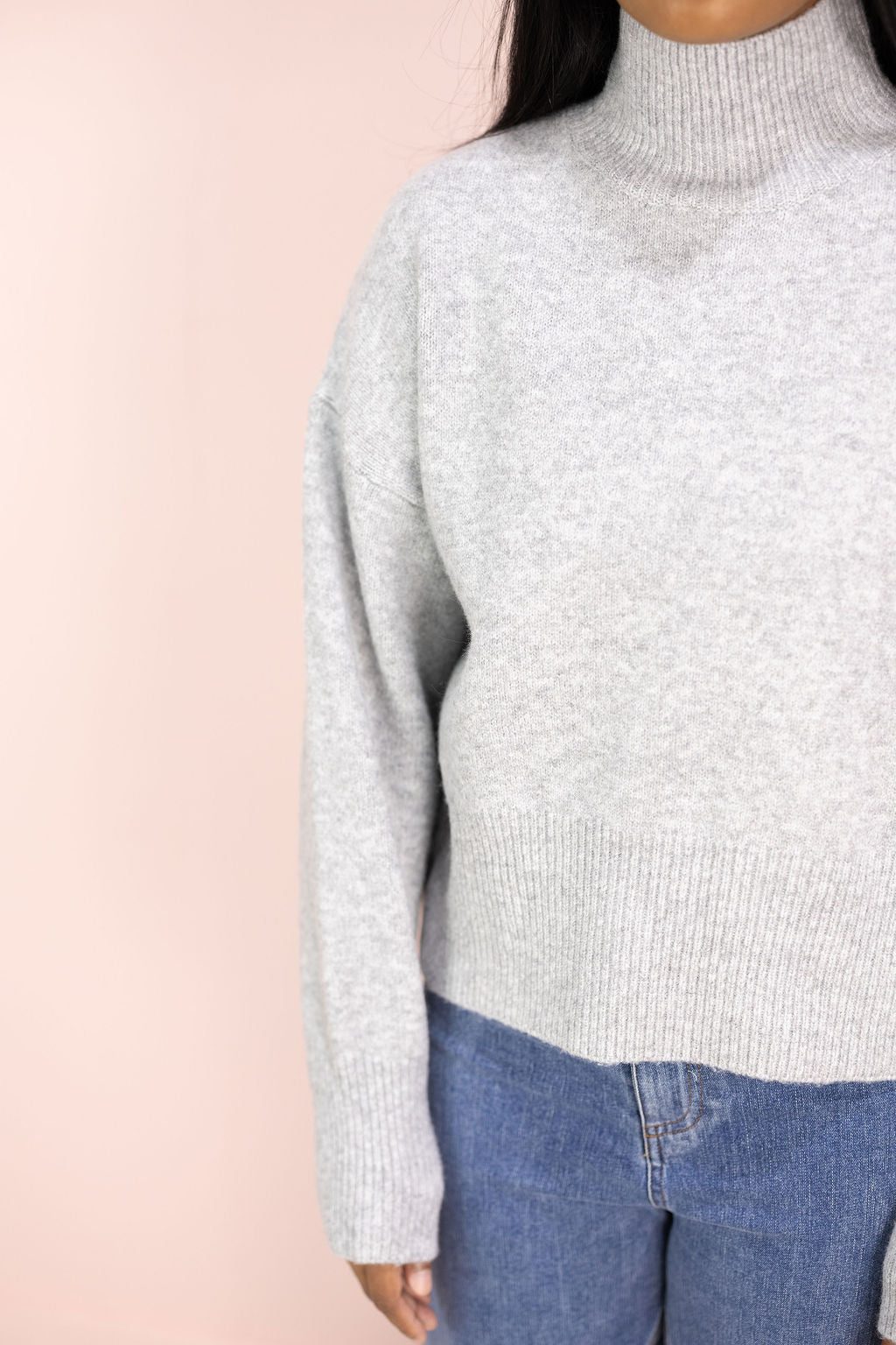 Turtleneck Drop Shoulder Sweater Grey