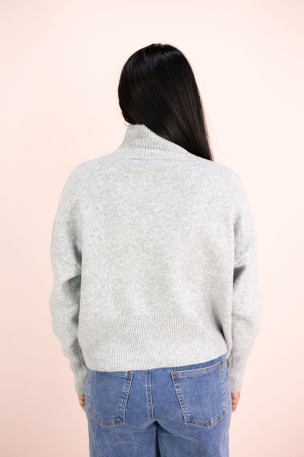 Turtleneck Drop Shoulder Sweater Grey