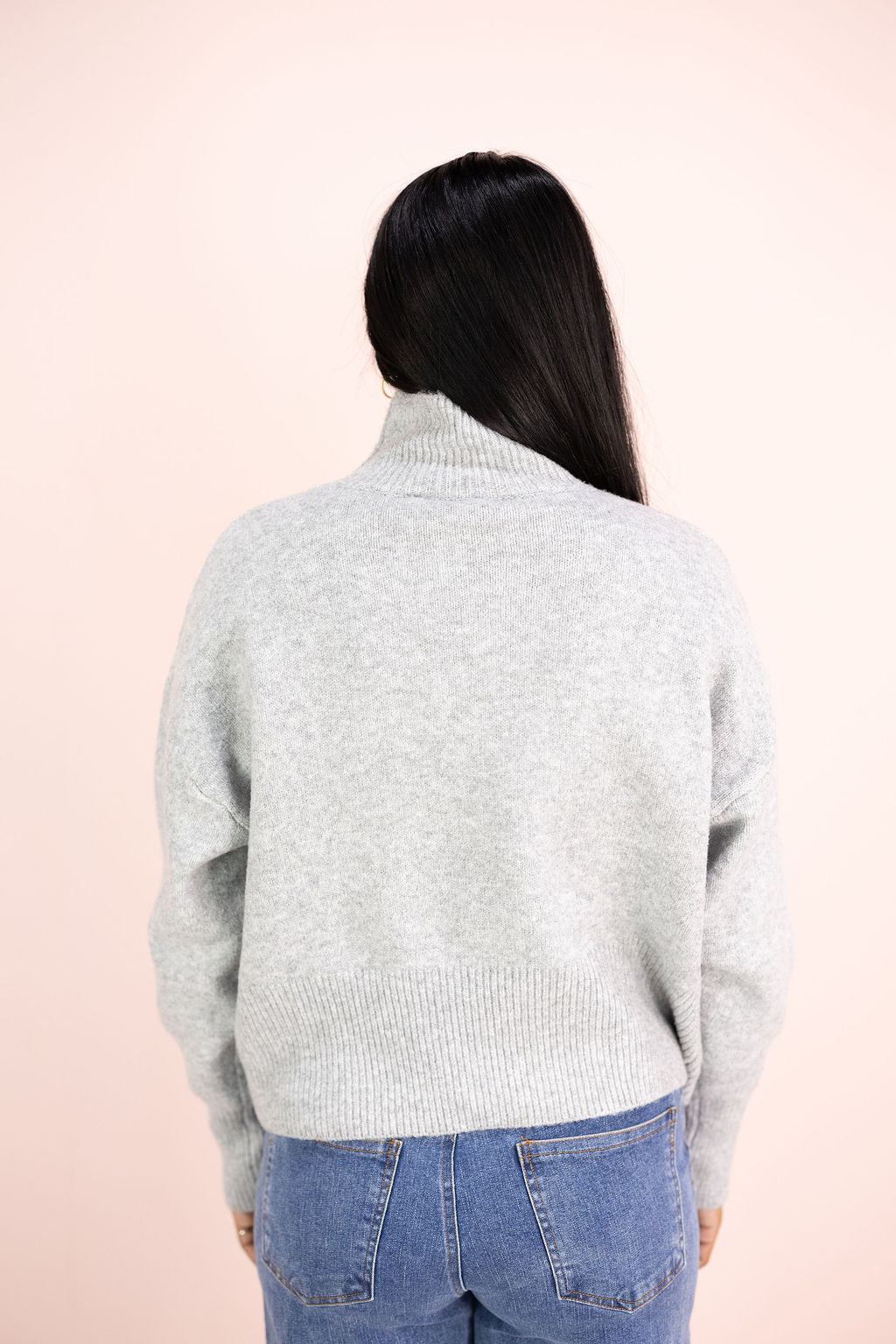 Turtleneck Drop Shoulder Sweater Grey