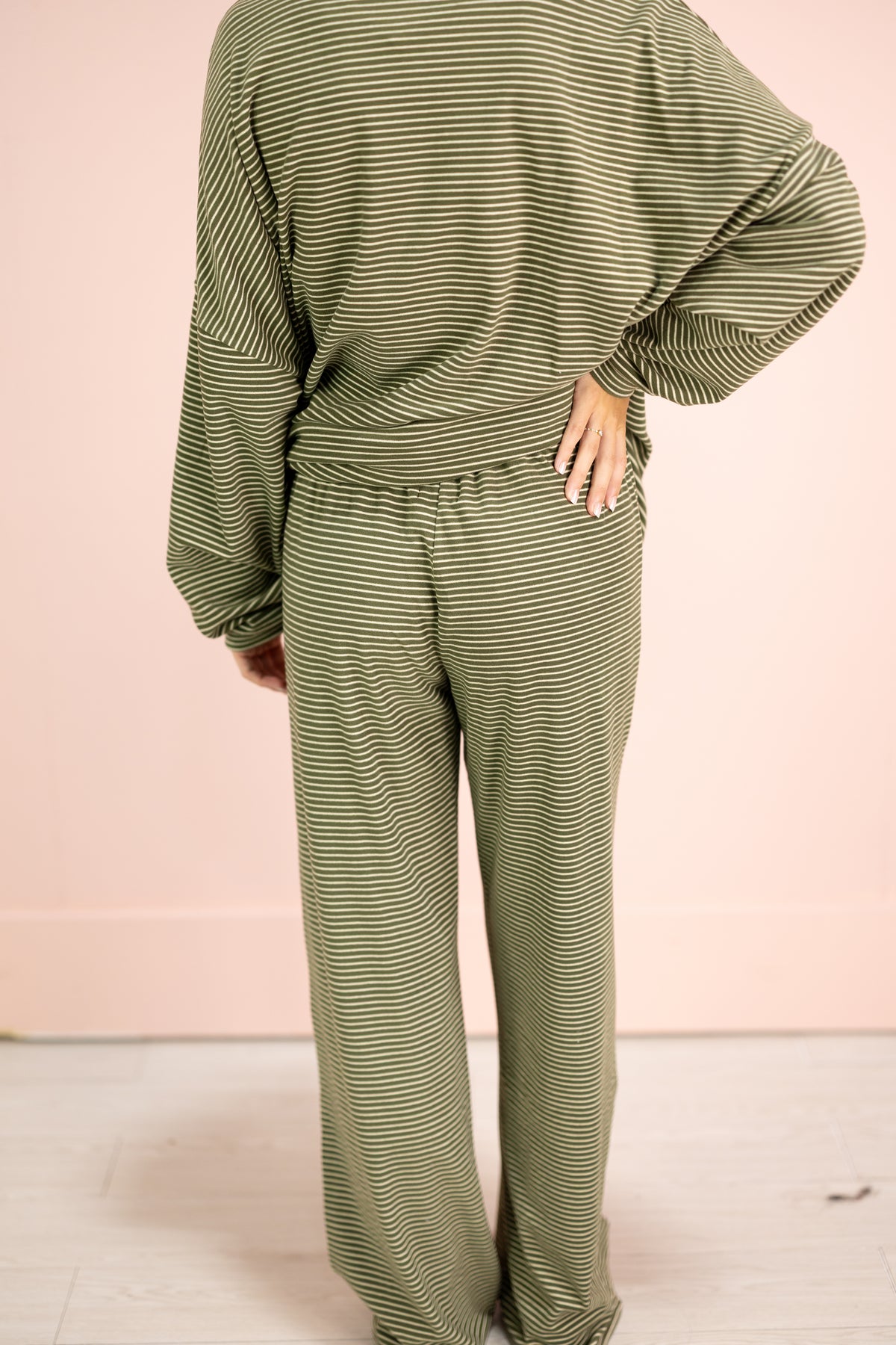 Striped Fleece Pants Olive