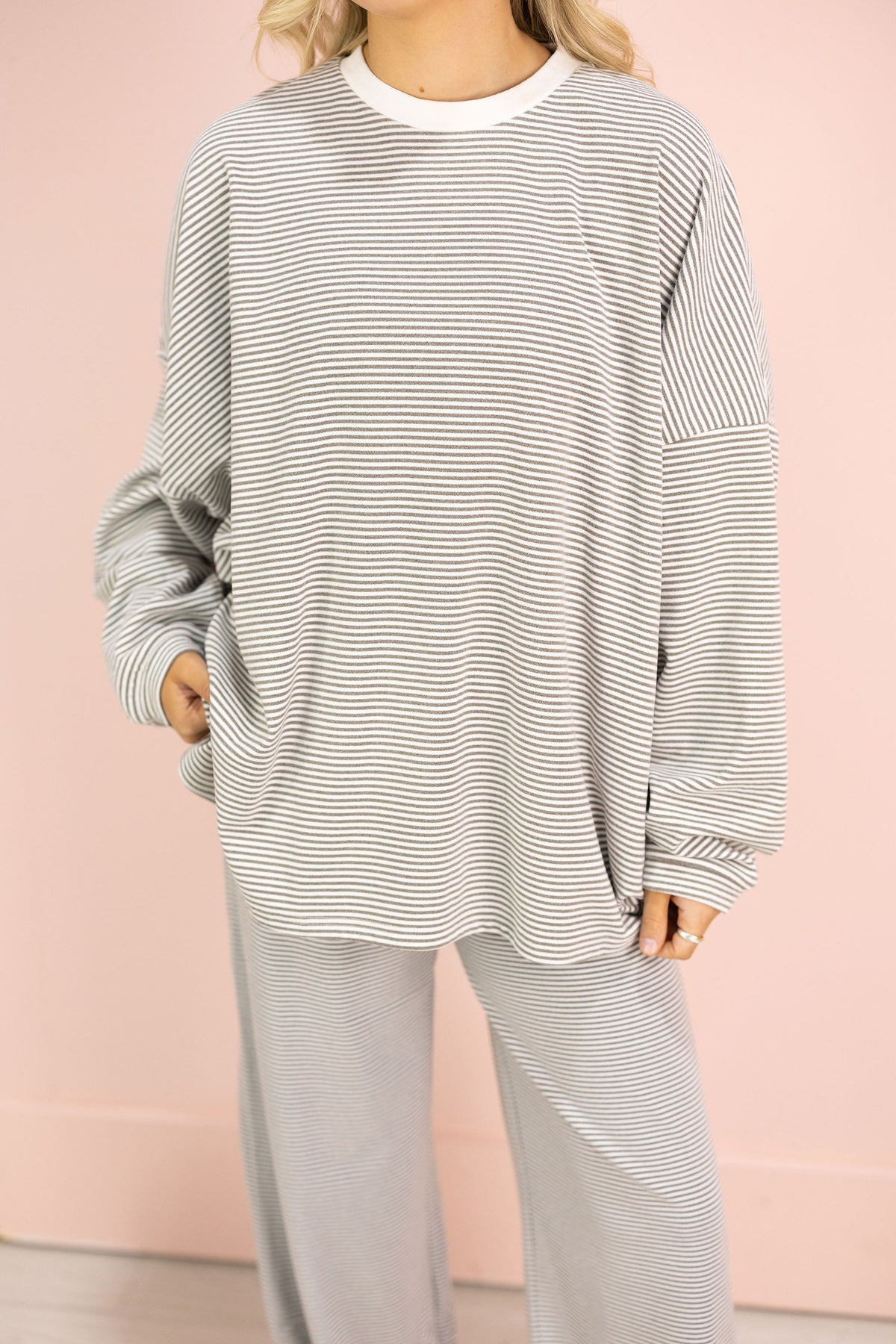 Charcoal Stripe Oversized Top