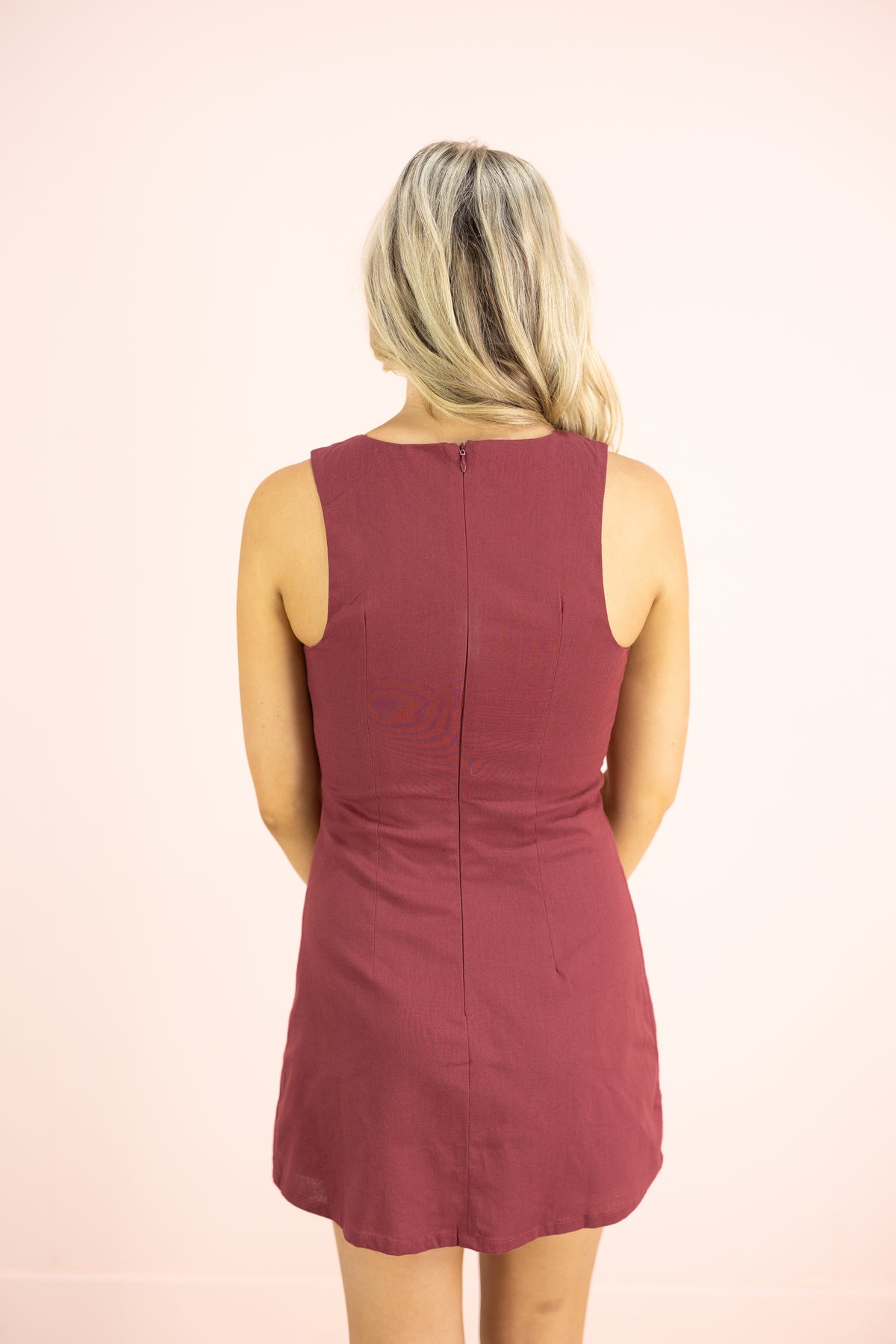 Boat Neck Skort Dress Maroon