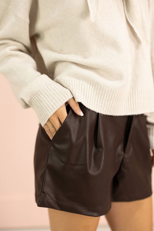 Briley Brown Pleather Shorts