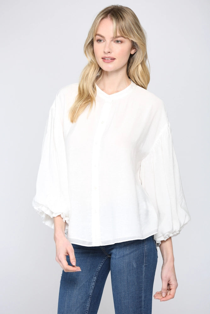 Puff Sleeve Button Down Blouse