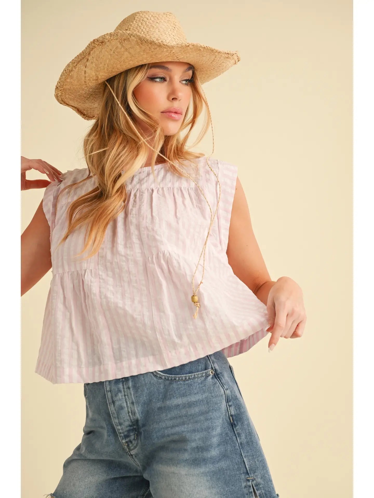 Cait Stripe Top Pink
