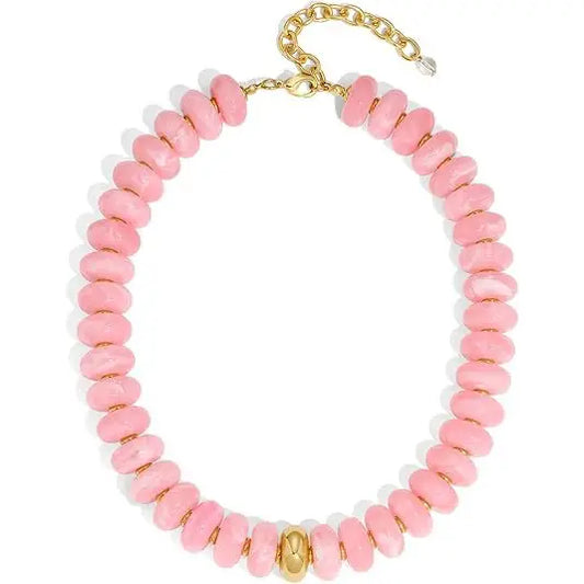 Resin Beaded Necklace Pink