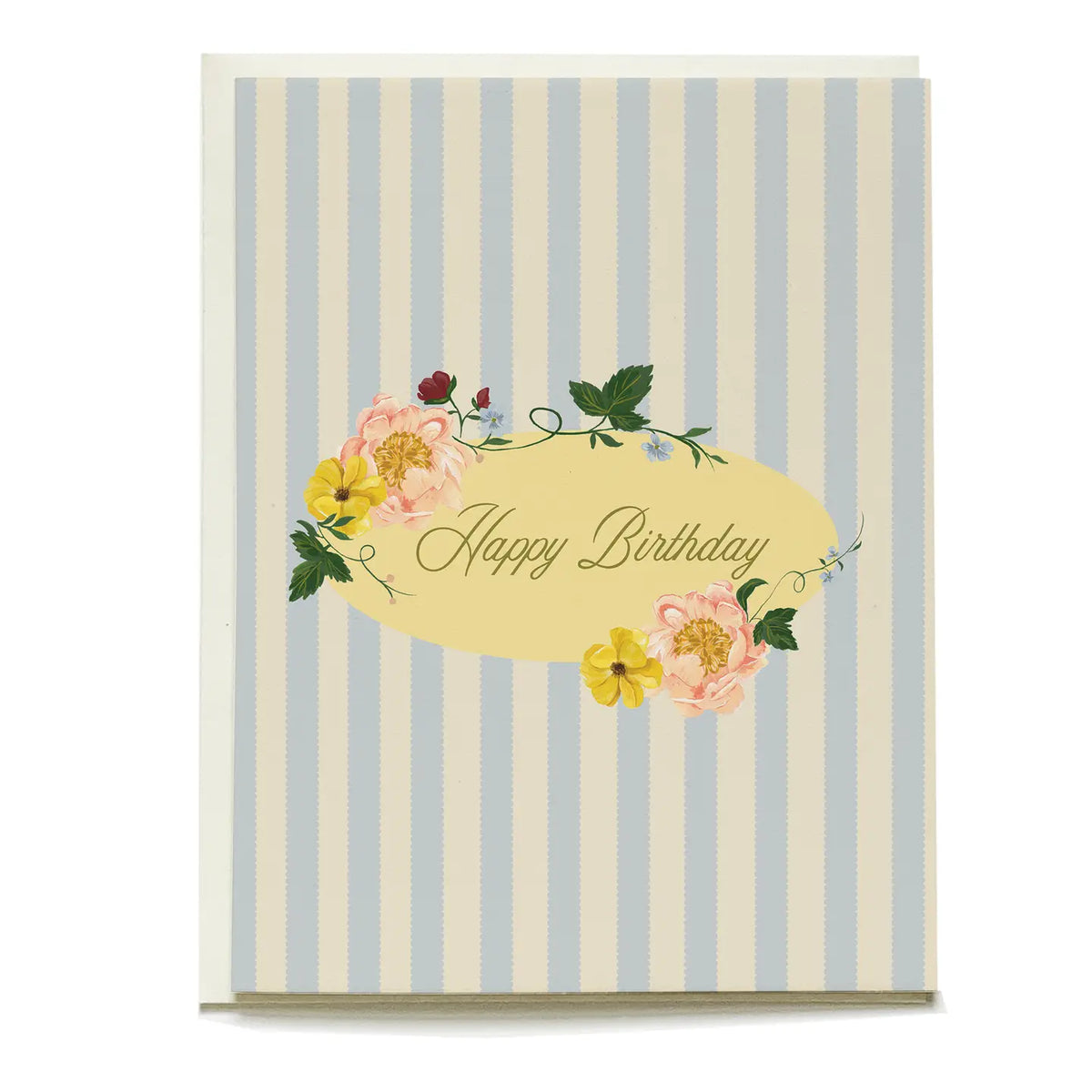 Garden Rose Stripes Birthday Card