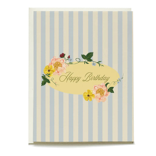 Garden Rose Stripes Birthday Card