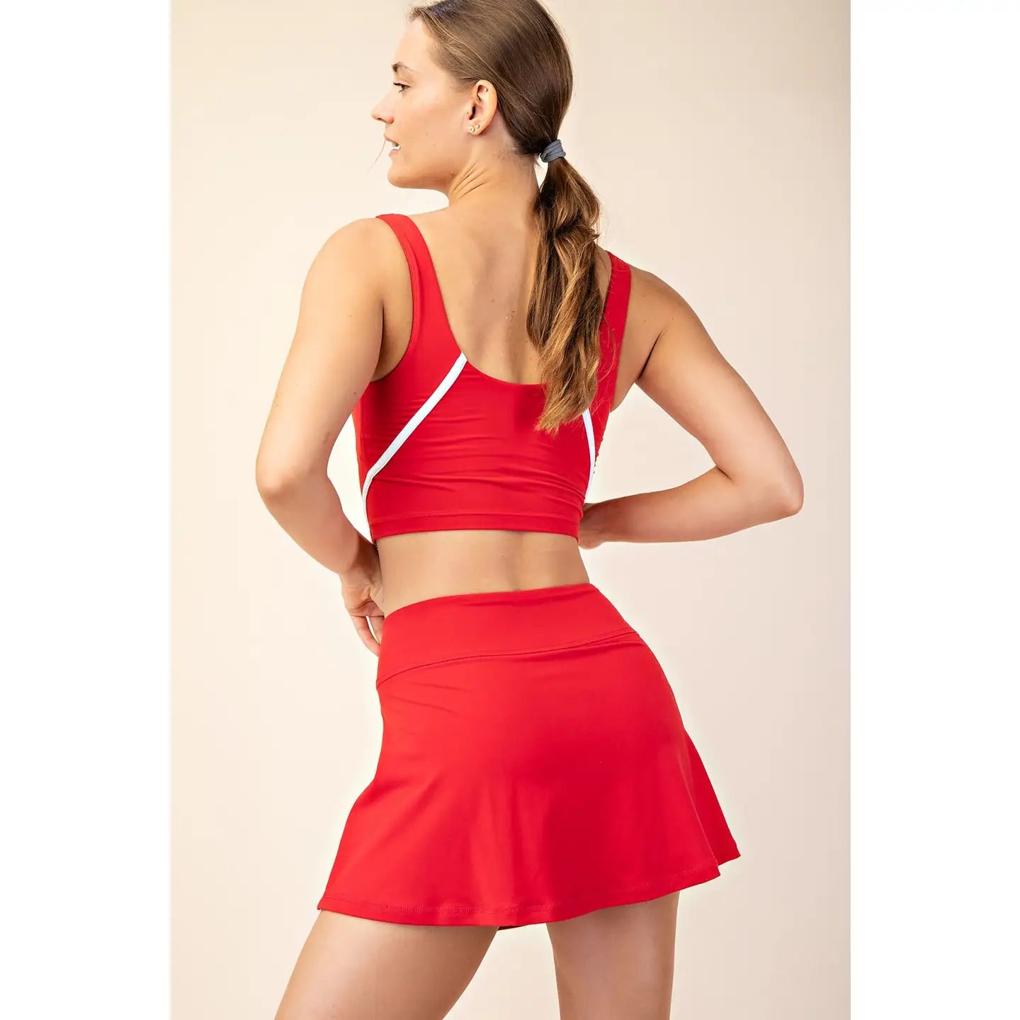Red Piping Sports Bra