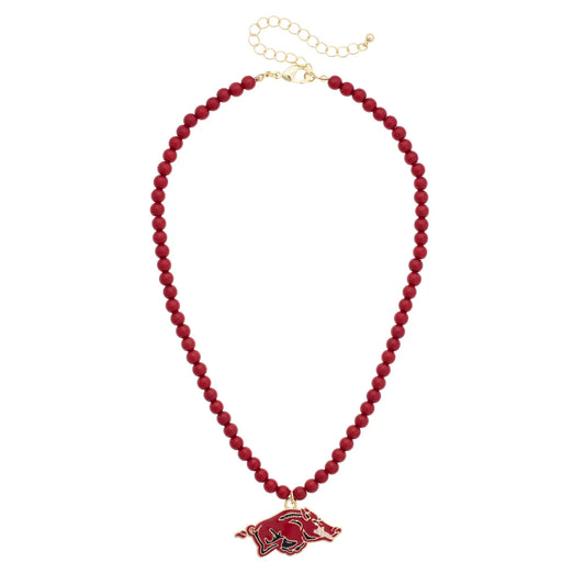 Razorbacks Beaded Logo Necklace