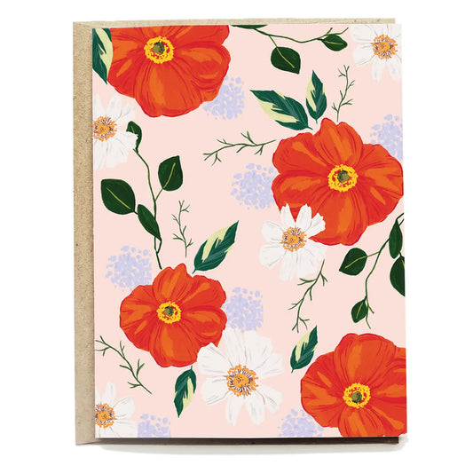 Red Poppy Blank Card