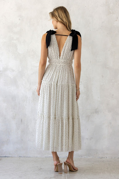 Polka Dot Chiffon Maxi Dress
