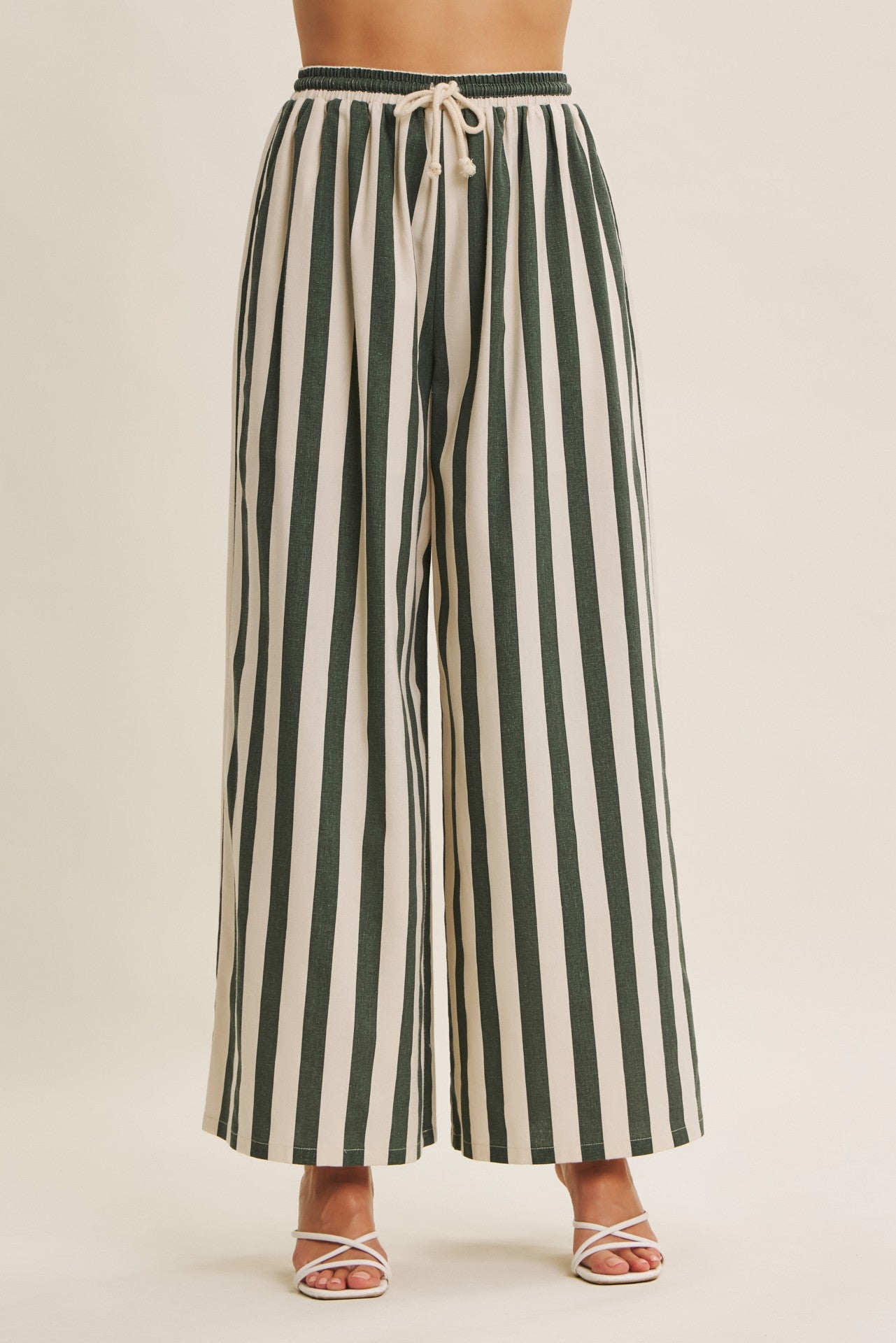 Stripe Drawstring Pants Forest - Clothe Boutique