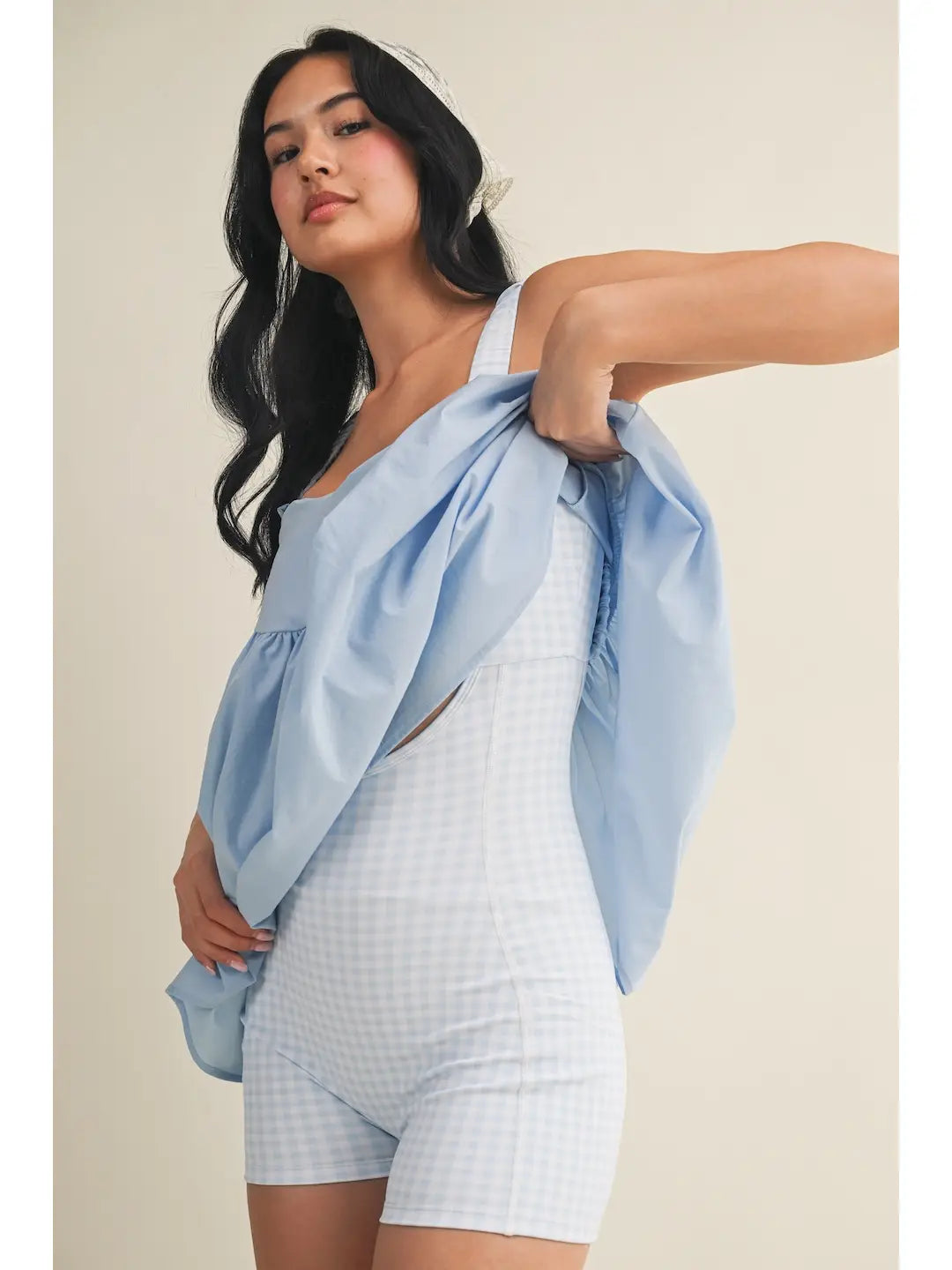 Gingham Layered Play Dress Blue