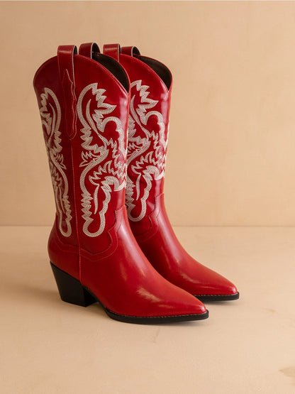 Amaya Cherry Western Boots - Clothe Boutique