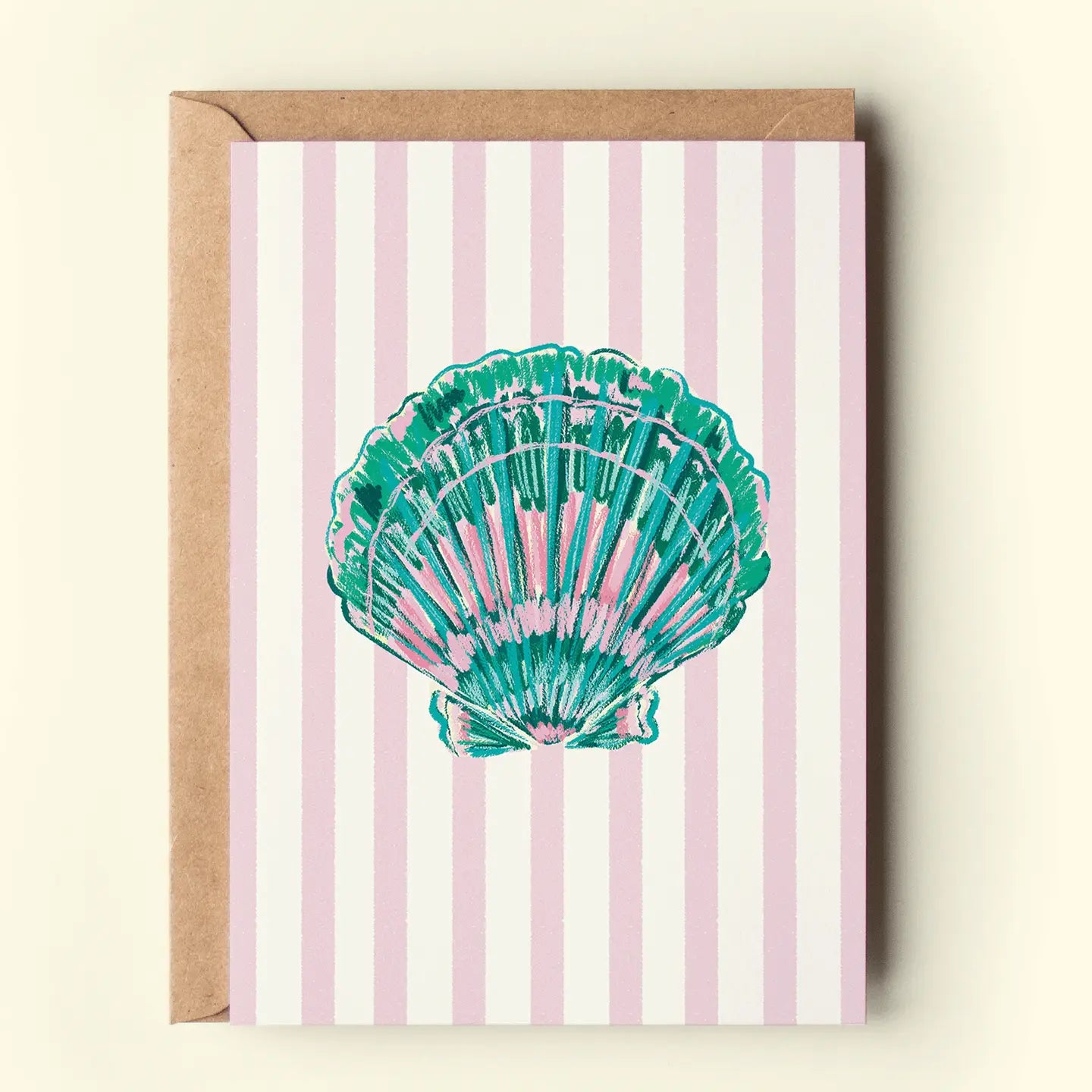Seashell Coastal Stripe Card