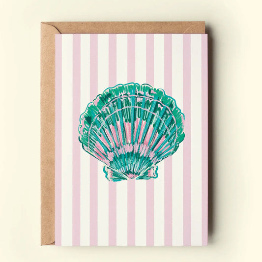 Seashell Coastal Stripe Card
