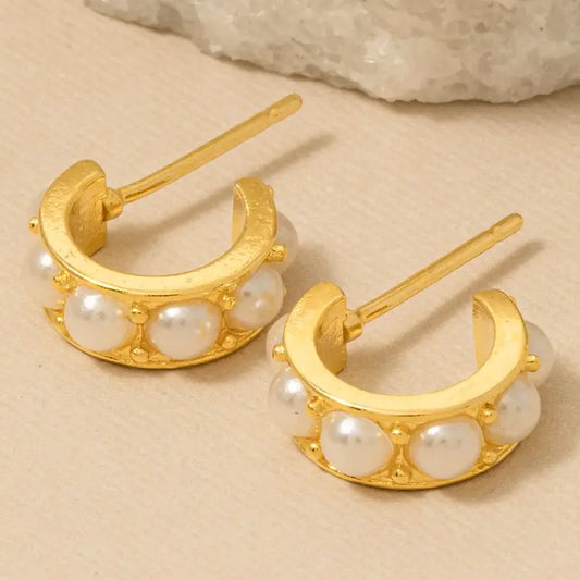 Studded Pearl Hoops