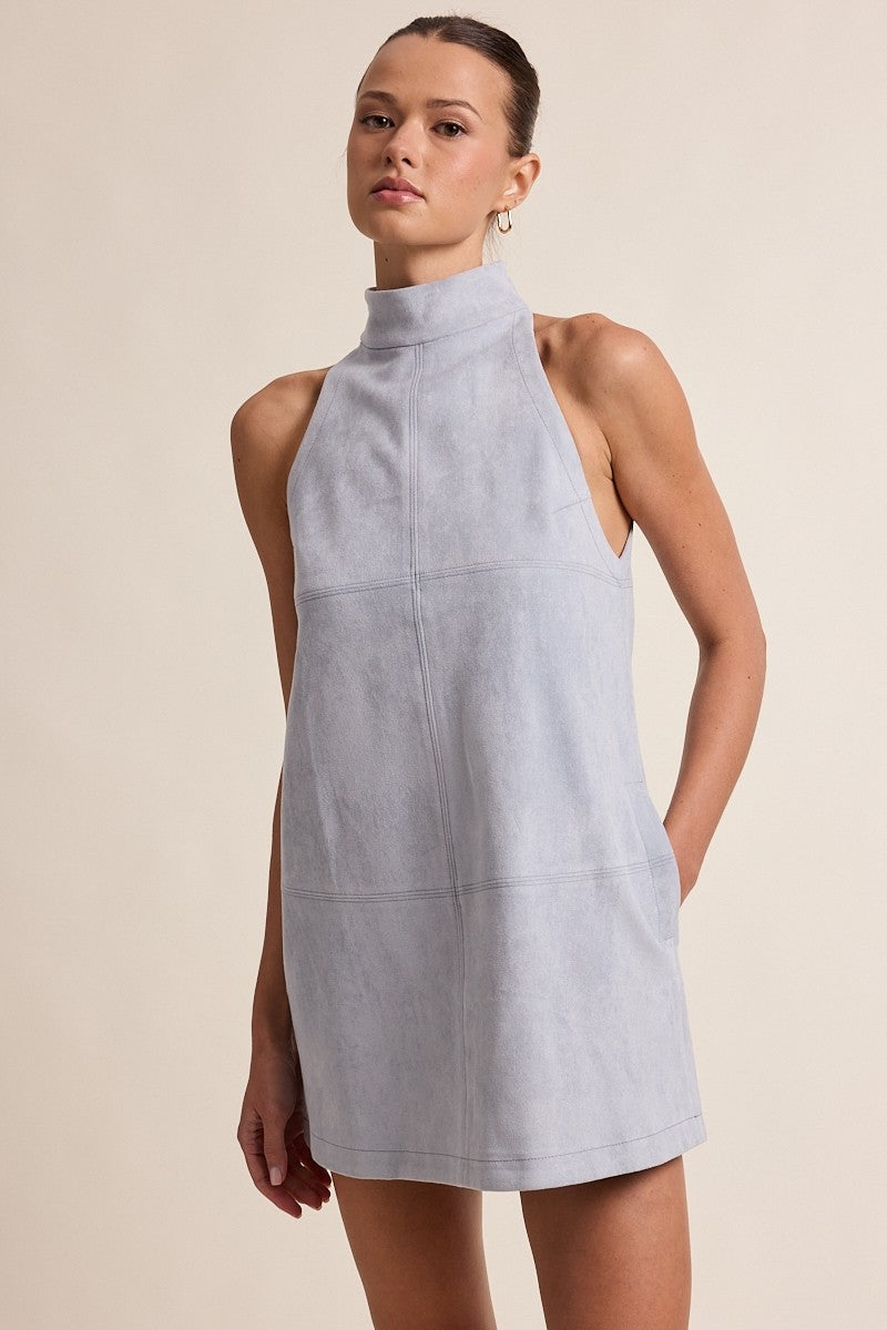 Mock Neck Mini Dress Sky