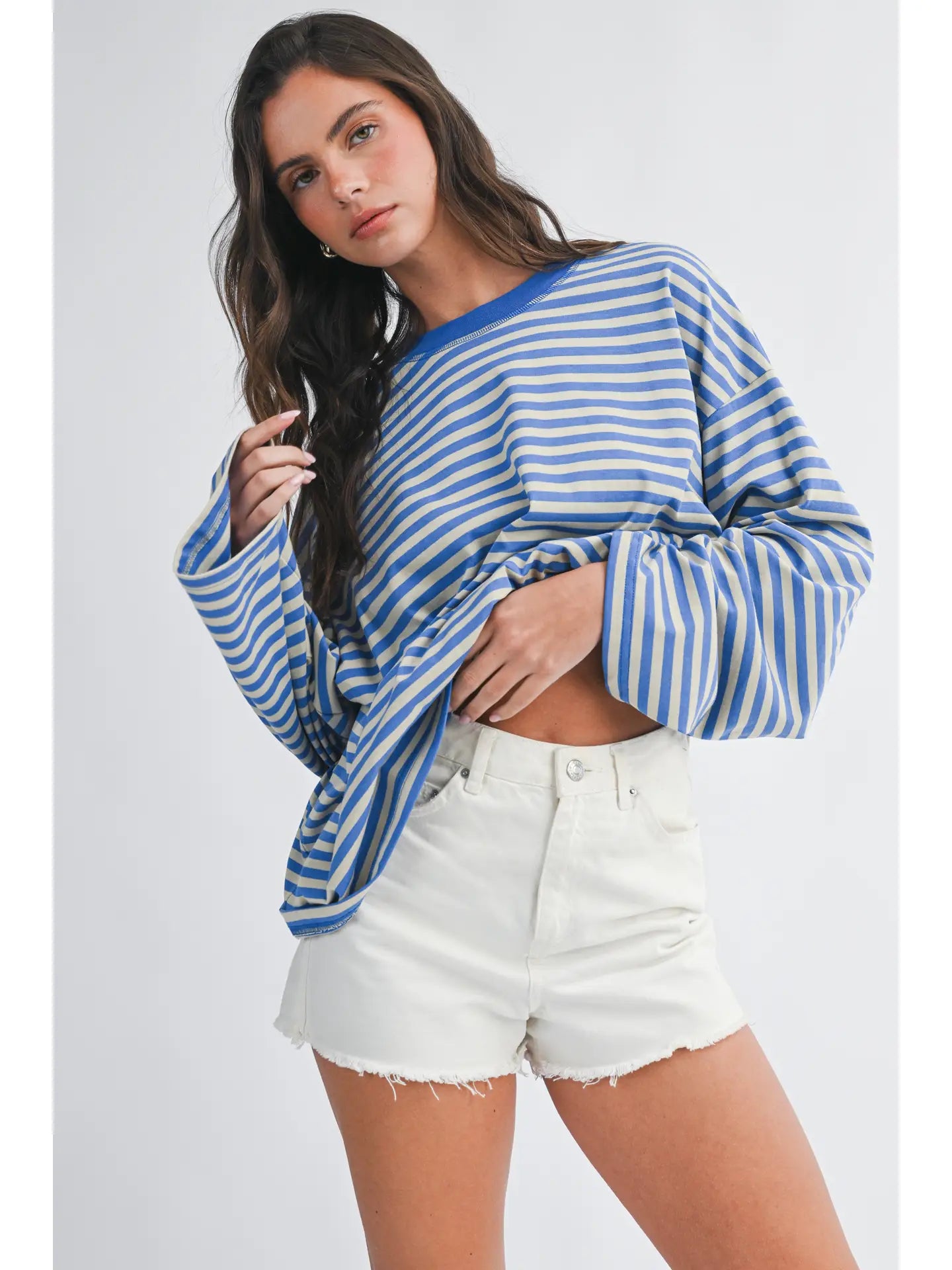 Stripe Long Sleeve Top Sky