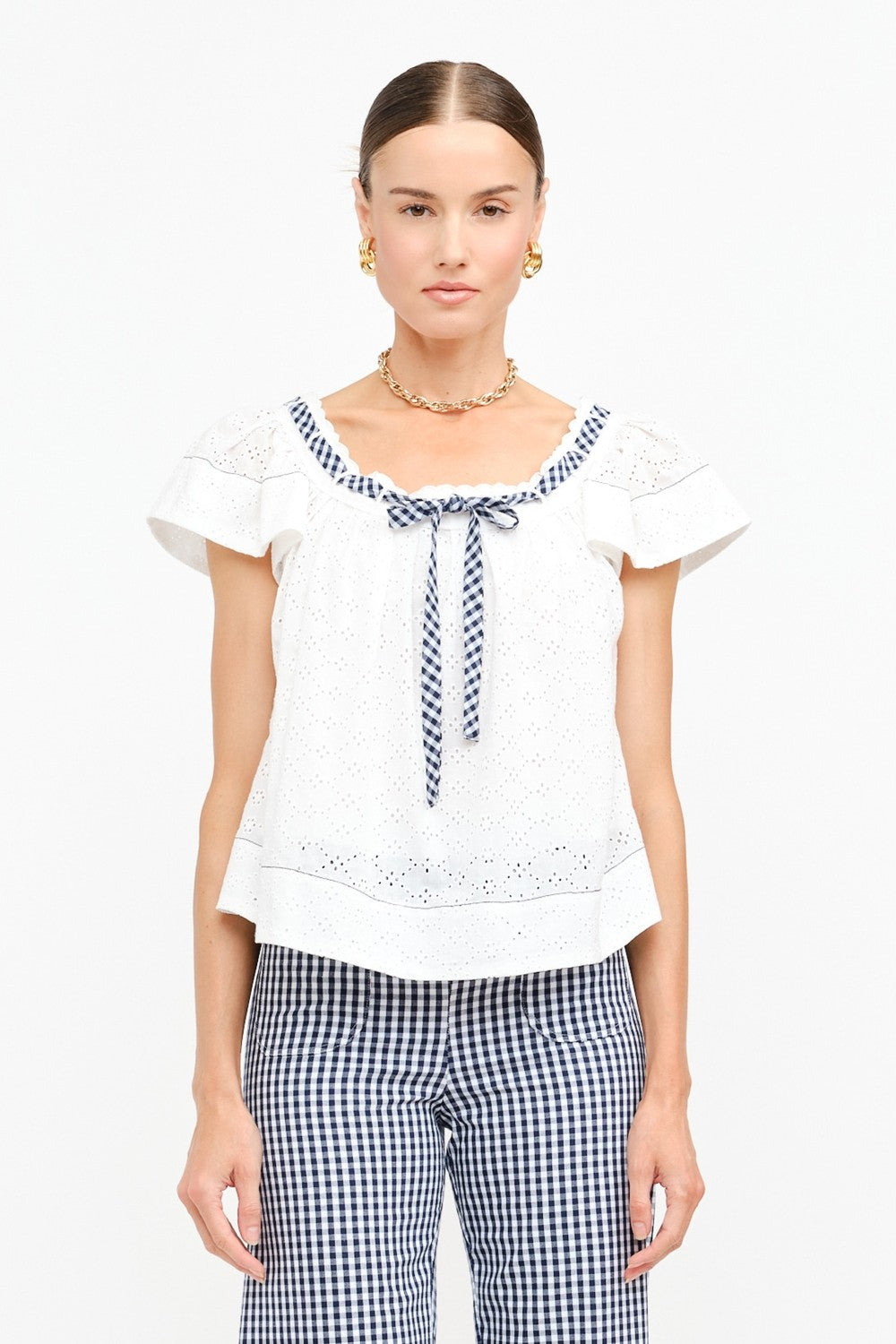 Carine Gingham Bow Top