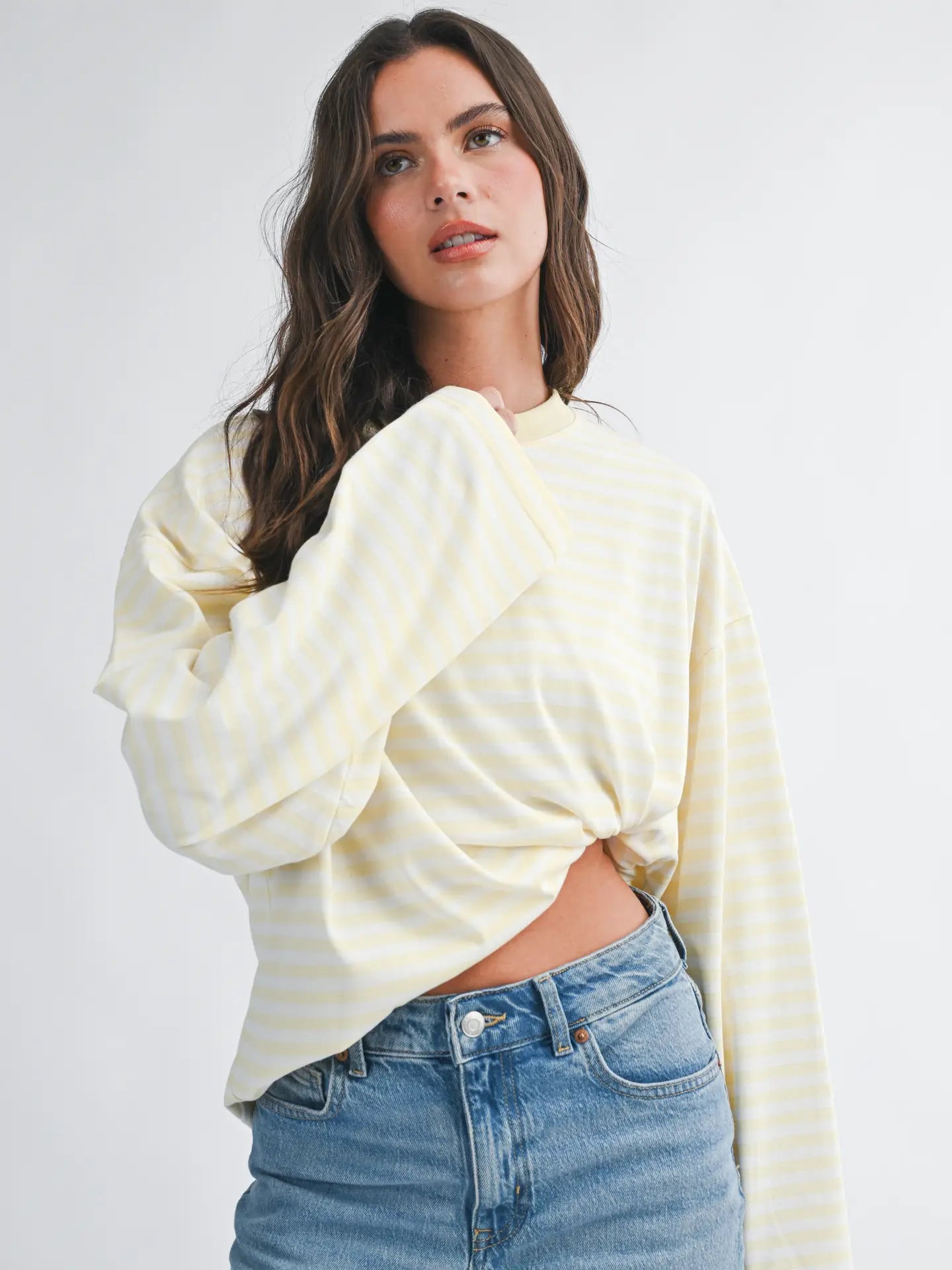 Stripe Long Sleeve Top Lemon