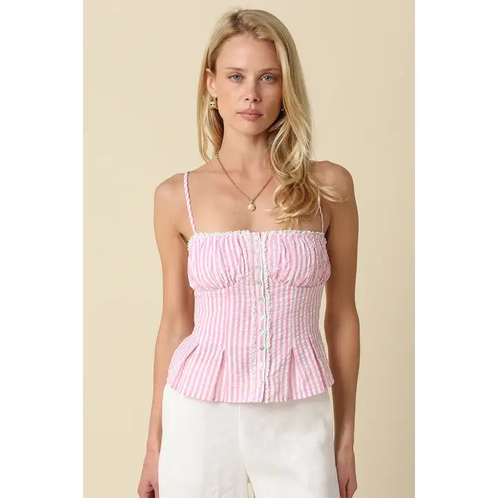Tayrn Pinstripe Cami Pink