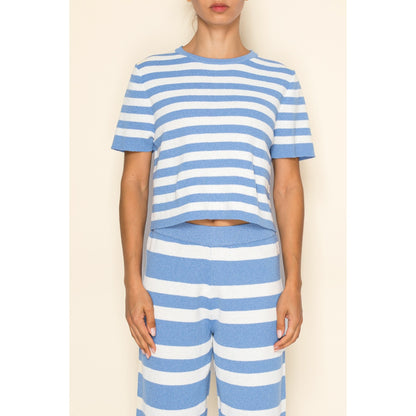 Eli Stripe Knit Top & Pants Set of 2 Blue - Clothe Boutique