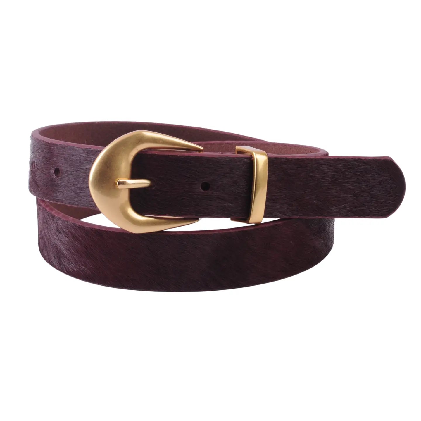 Calf Hair Belt Burgundy