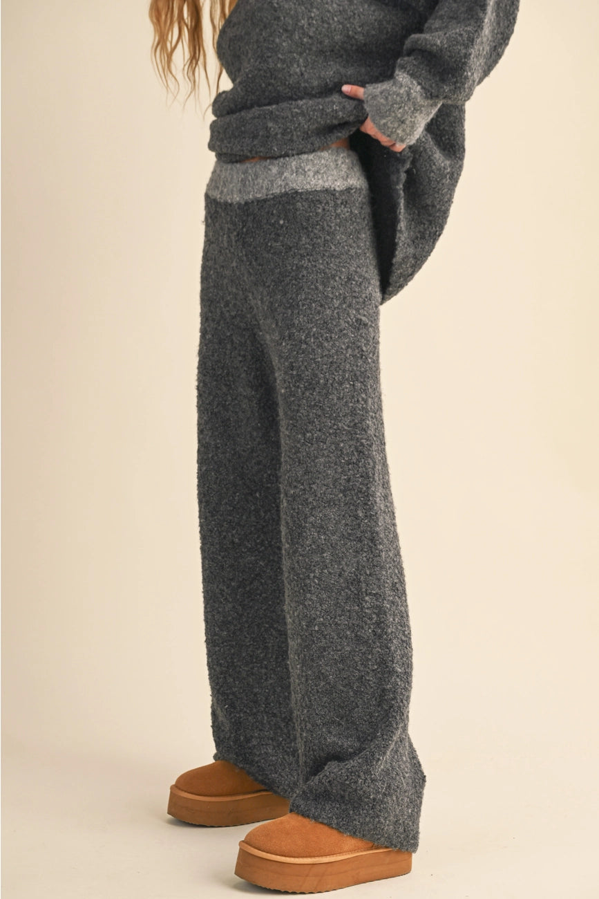 Charcoal Fuzzy Lounge Pants Set of 2