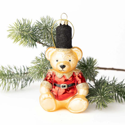Red Bear Glass Ornament