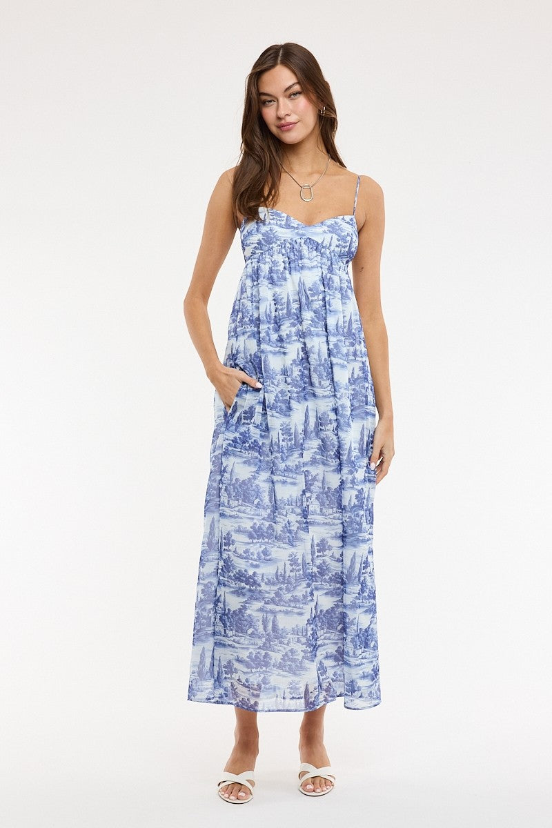 Navy Blue Forest Maxi Dress - Clothe Boutique