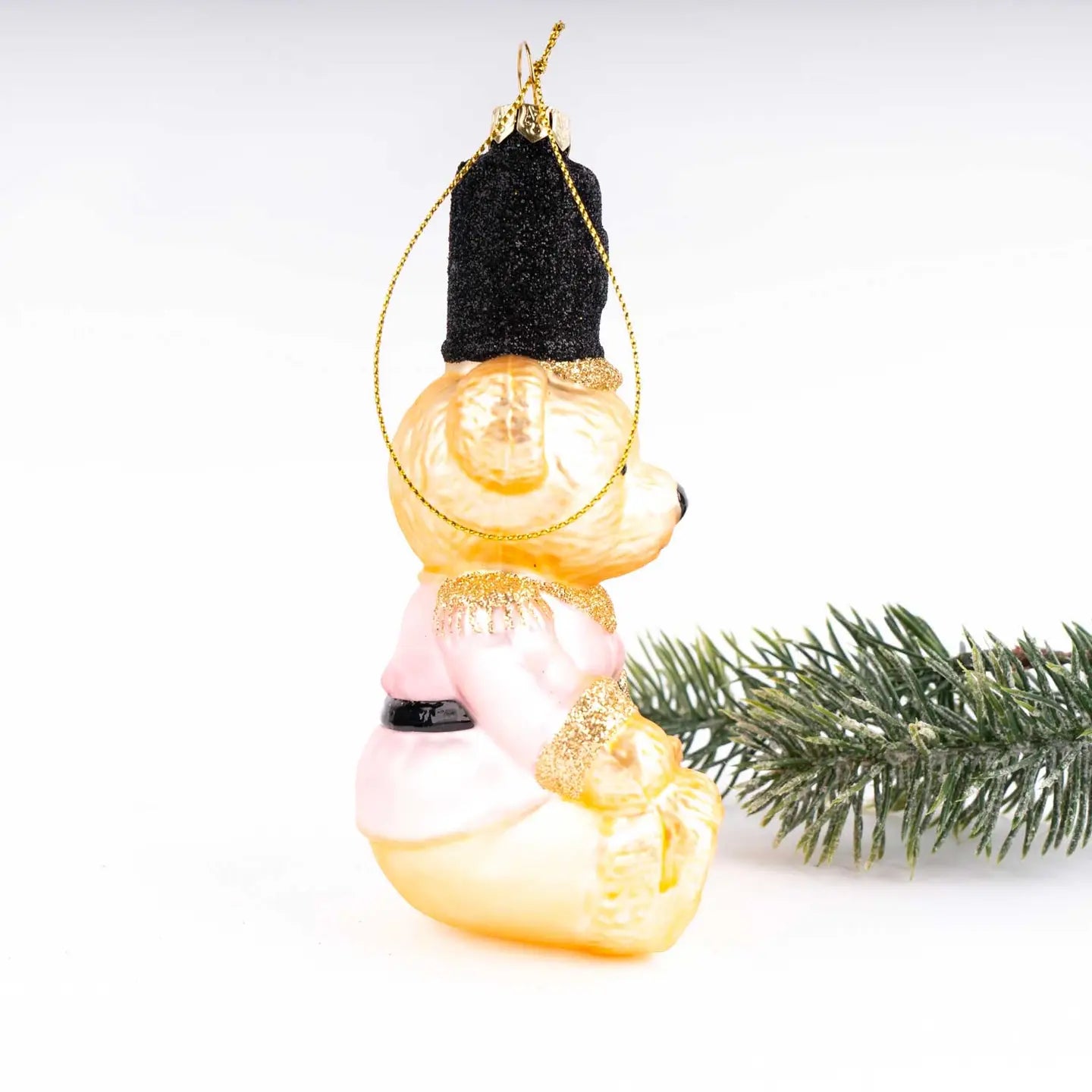 Pink Bear Glass Ornament