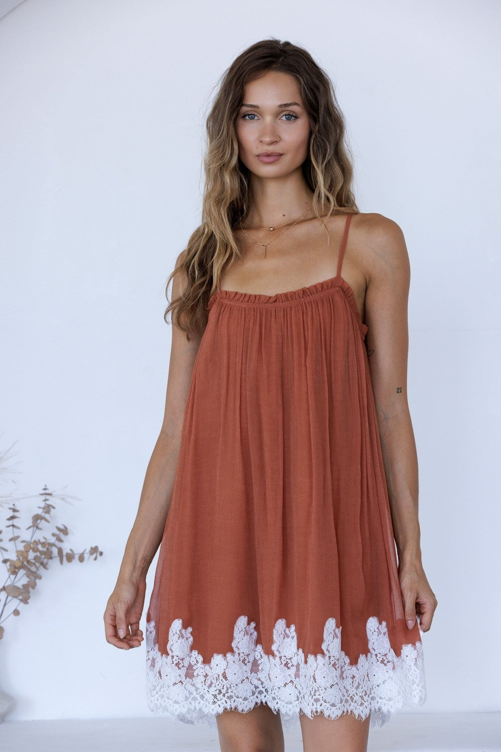 Pumpkin Pie Lace Hem Dress