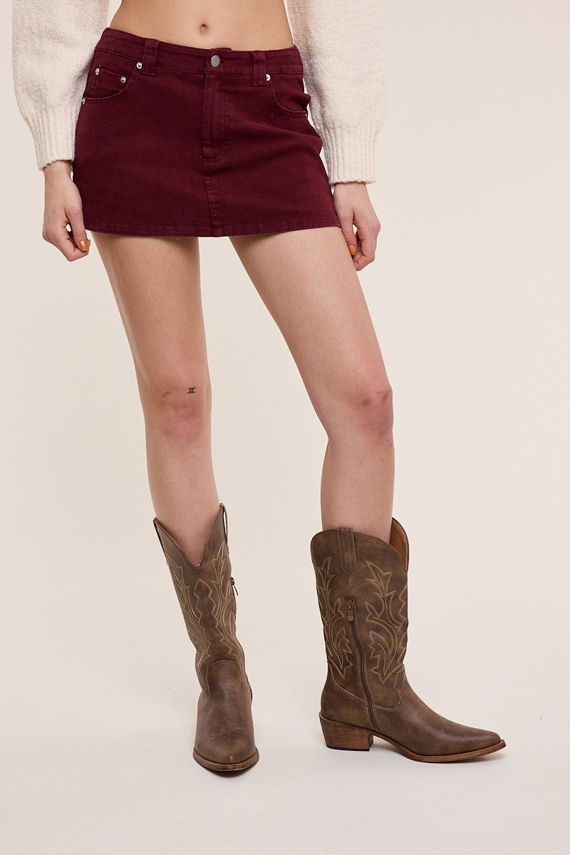 Burgundy Mini Skirt