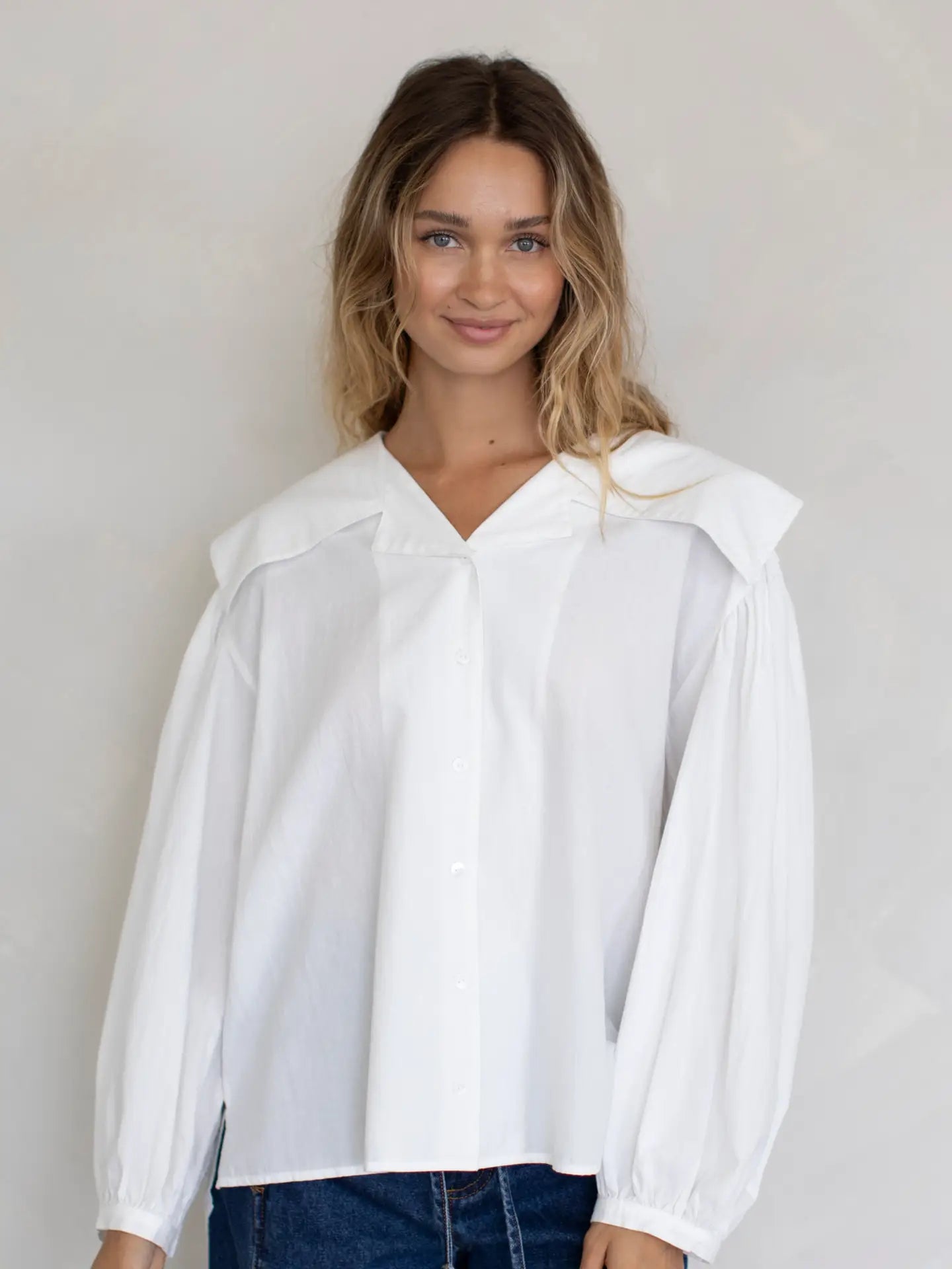 Finley Big Collar Blouse White