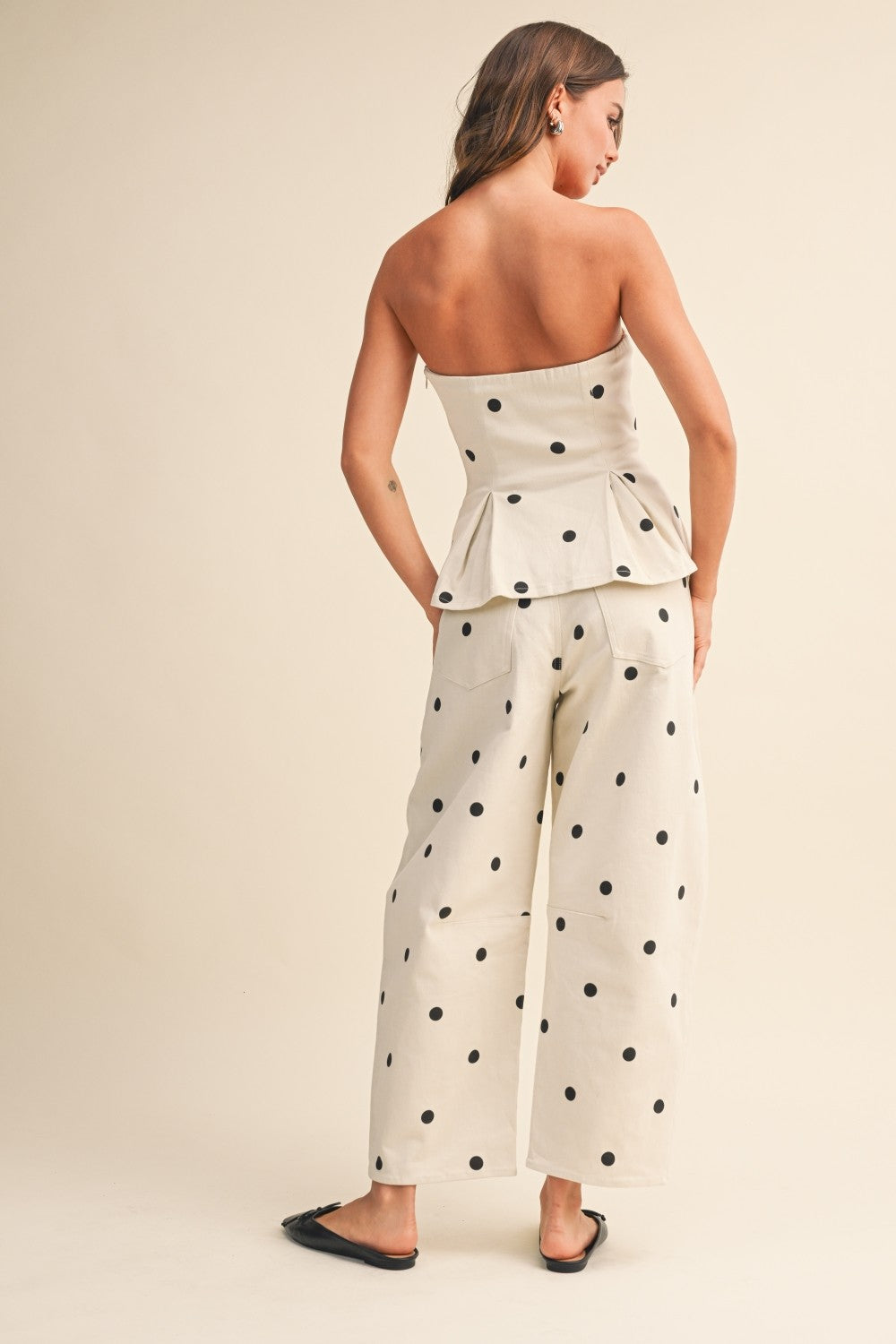 Polka Dot Peplum Top & Pants Set of 2