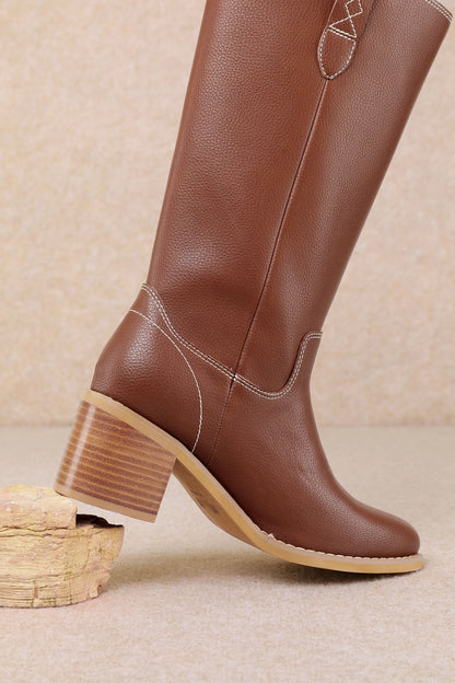 Zoe Mid-Calf Boots Chocolate - Clothe Boutique