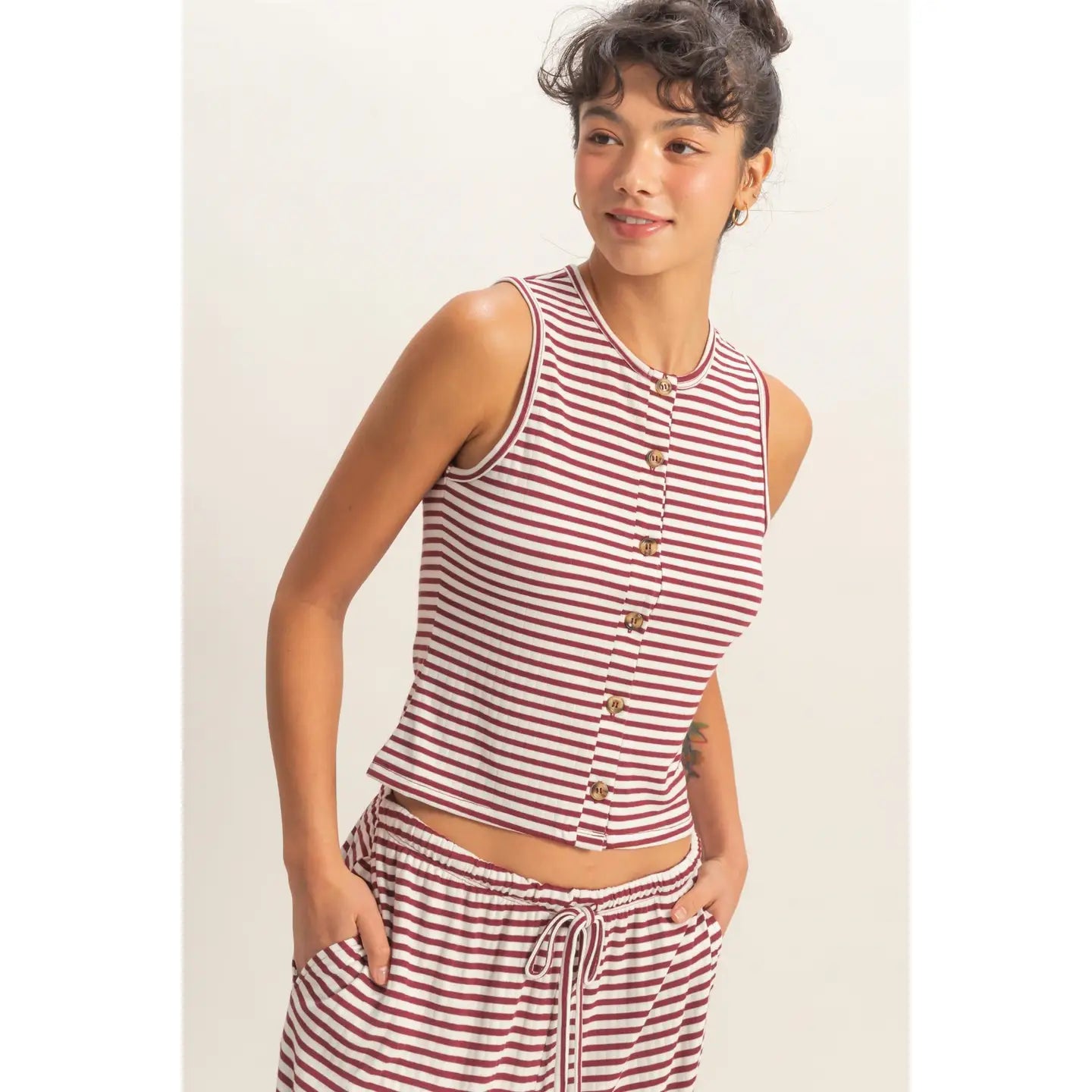 Striped Tank & Pants Set of 2 Red