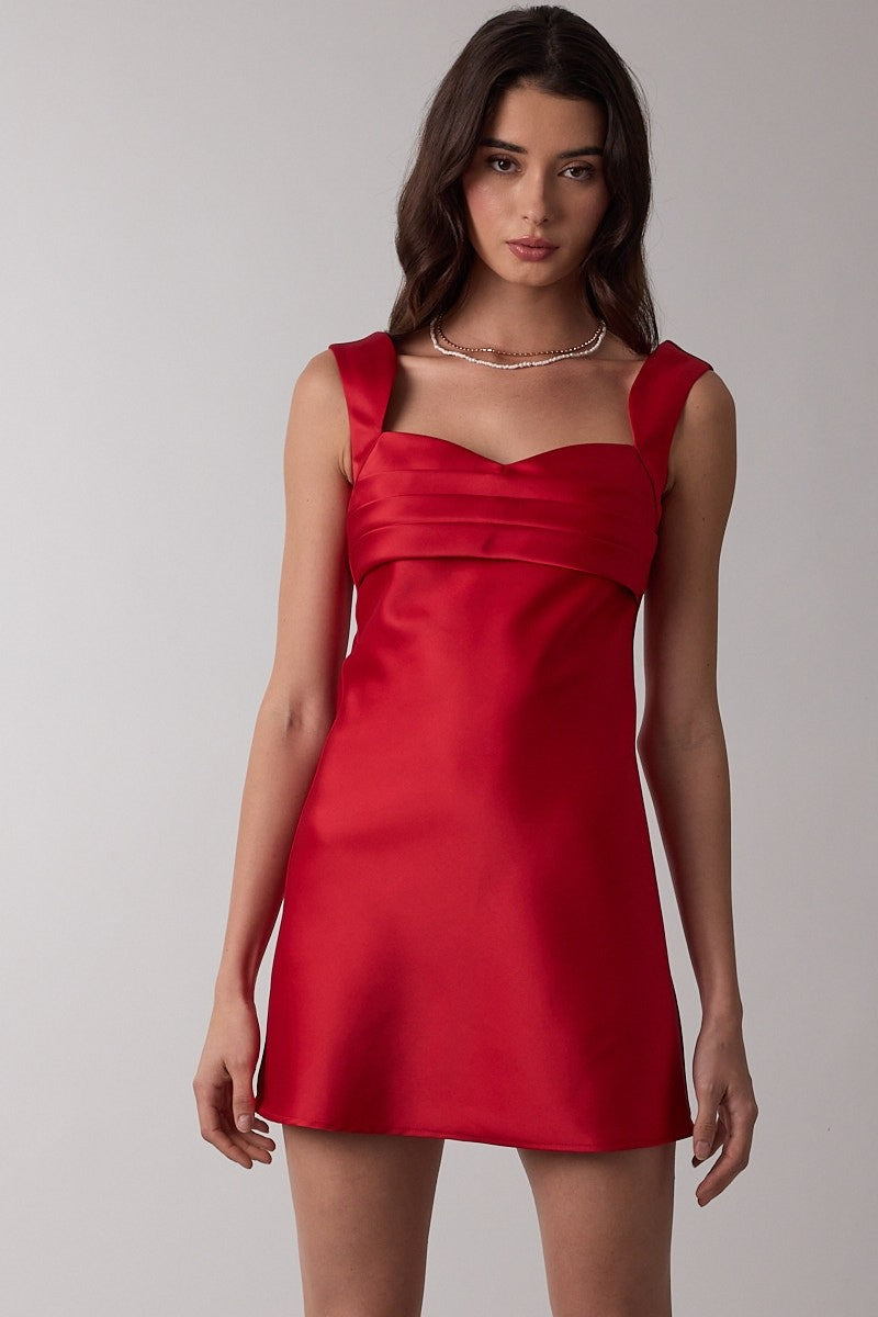 Satin Sweetheart Holiday Mini Dress