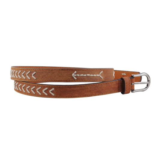 Western Stitch Skinny Belt Brown