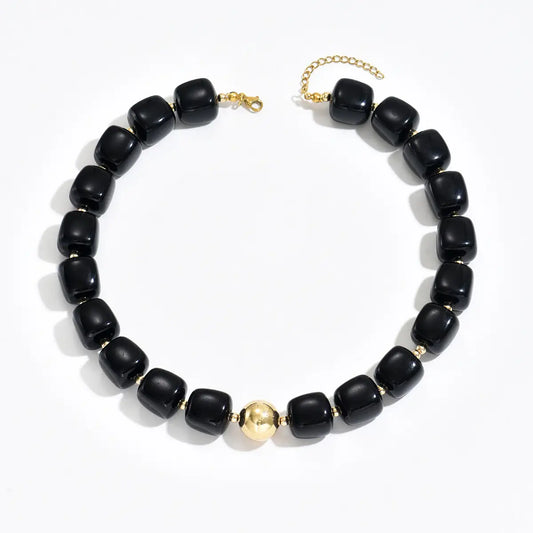 Geo Resin Bead Necklace Black