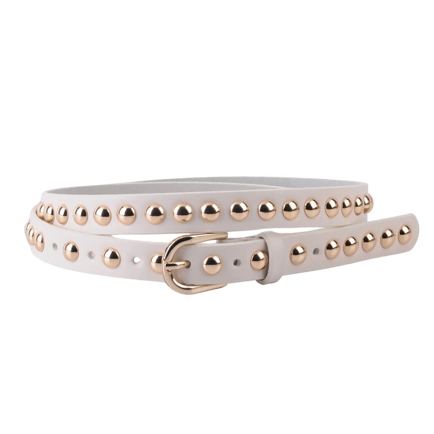 Skinny Studded Belt Beige