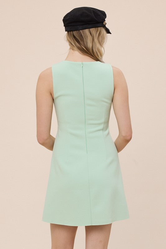 Sage Boat Neck Shift Dress