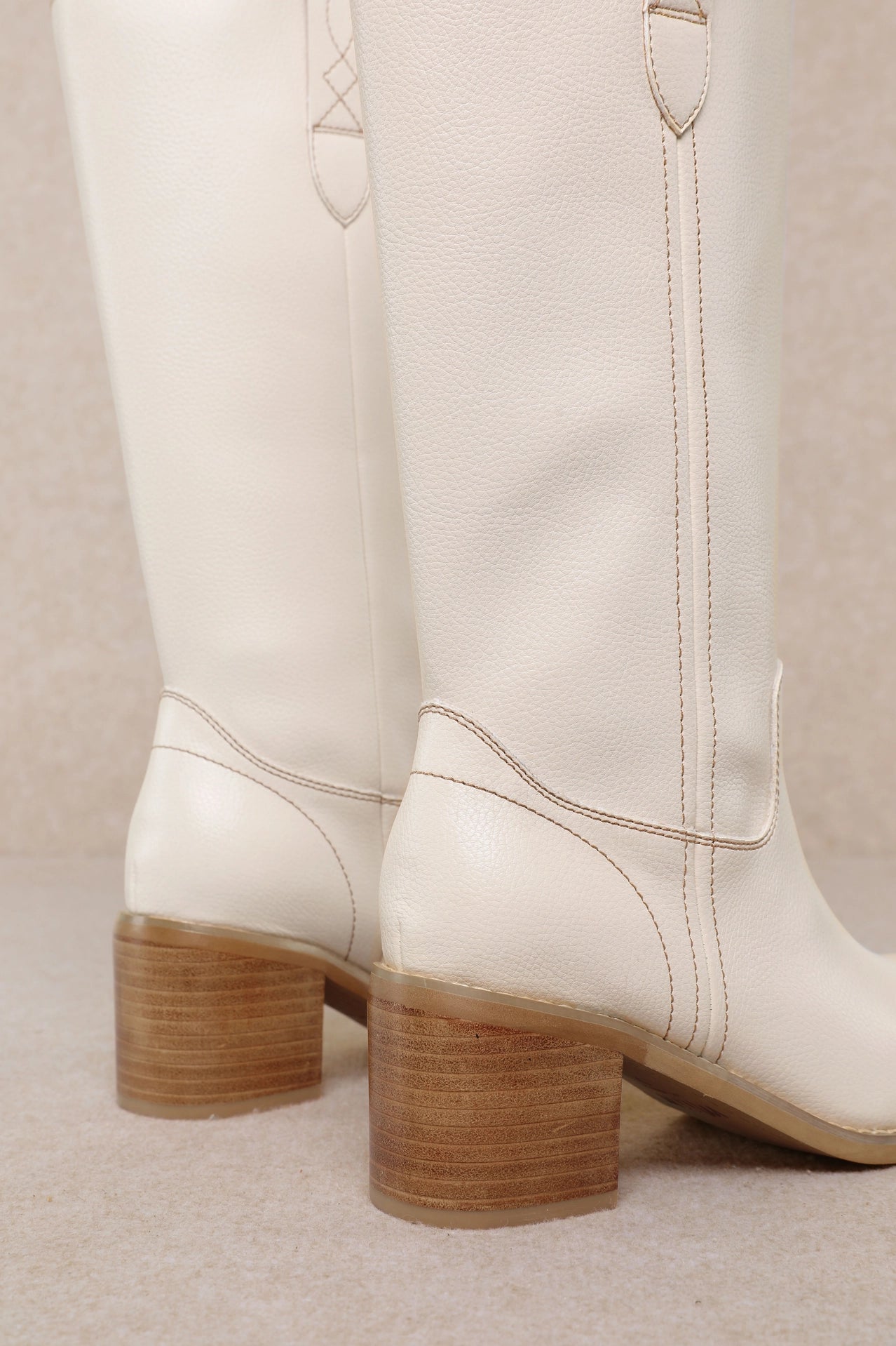 Zoe Mid-Calf Boots Ivory