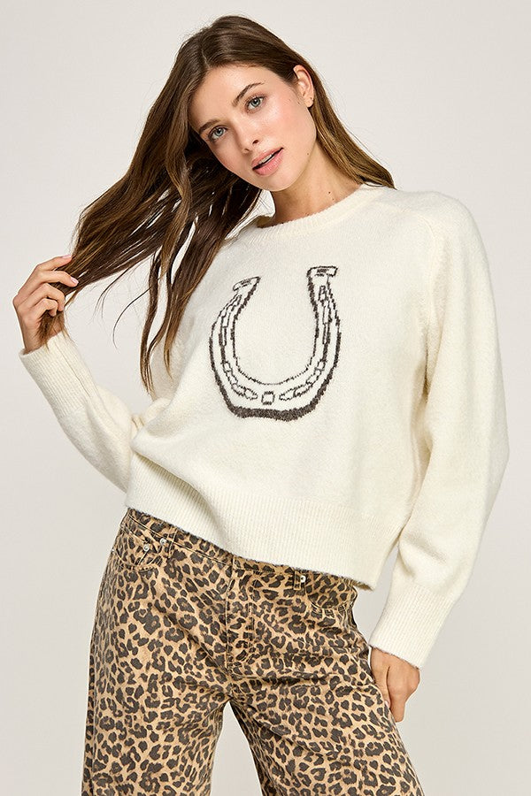 Horse Shoe Embroidered Sweater