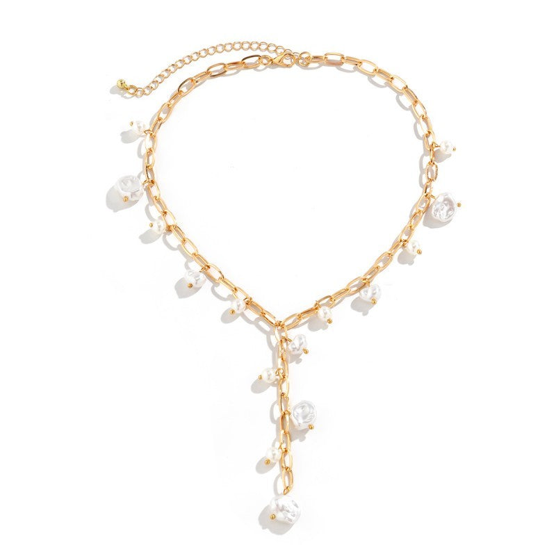 Y Pearl Drop Necklace
